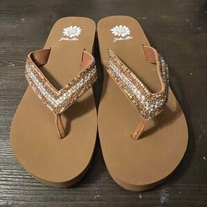 Yellow Box Tan Beaded Women's Sandals
